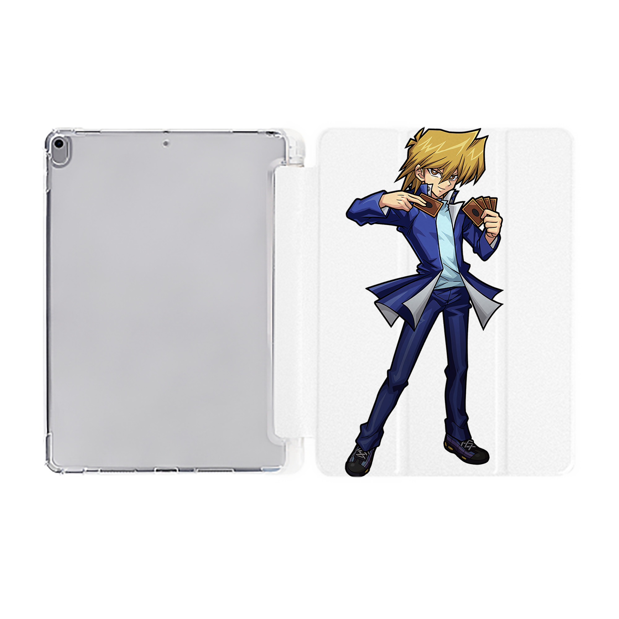 （画像用） 遊☆戯☆王 Yu-Gi-Oh! IPad ケース ペン収納付き 三つ折りスタンド PUレザー×シリコン 対応機種9.5/10.5/10.9インチ